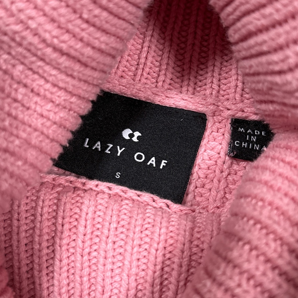 Lazy Oaf Bright Striped Turtleneck Rainbow Cropped Cotton Sweater Womens Small - Picture 4 of 7